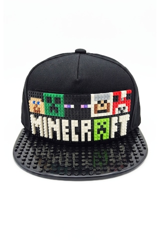 Kutpia Pixel Blok Minecraft -örümcek Adam- Batman-prenses Çocuk Kep Şapka Lego Uyumlu Siperlikli 4 12 Yaş Siyah - Siyah