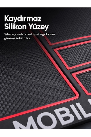 Çok Bölmeli Araç İçi Organizer Mat Kaydırmaz Silikon Telefon Tutuculu Tasarım