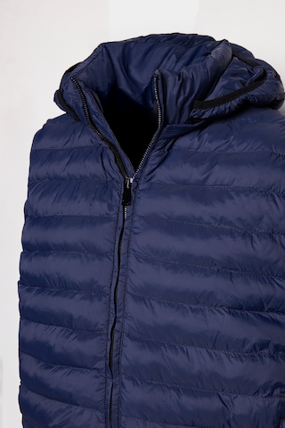 Tudors Erkek Slim Fit Dar Kesim Astarlı Rüzgar Geçirmez Cepli Mavi Çıkarılabilir Kapüşonlu Şişme Yelek-32081 Mavi