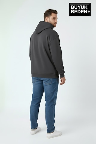 Süperlife Erkek Büyük Beden Brooklyn 1970 Baskılı Kapüşonlu İnce Sweatshirt Spr26bsw964 Gri
