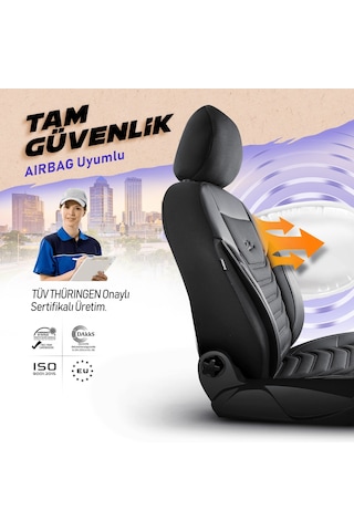 Panda Florida Serisi Pike Kumaş Oto Koltuk Kılıfı Siyah - Gri
