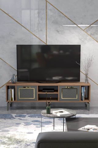 Linya Gold Tv Sehpası Kahverengi Çok Renkli