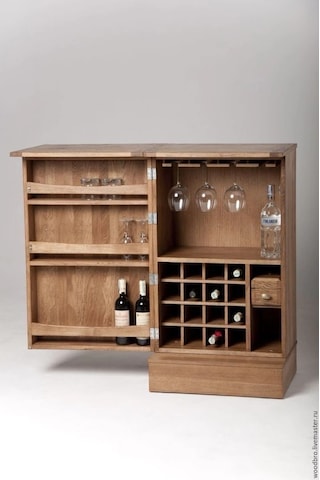 Tek Kapaklı Ahşap Mini Bar Dolabı Ceviz