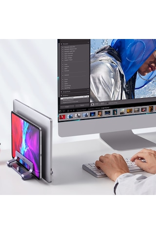 Cbtx Ugreen 60643 Dikey Masaüstü Dizüstü Standı Macbook Air Pro Pc İçin Çift Yuvalı Tablet Tutucu