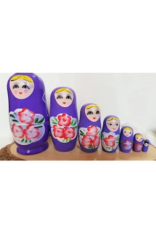 Mobgift Ahşap Tombul Iç Içe Matruşka Bebek 7li Set Mot