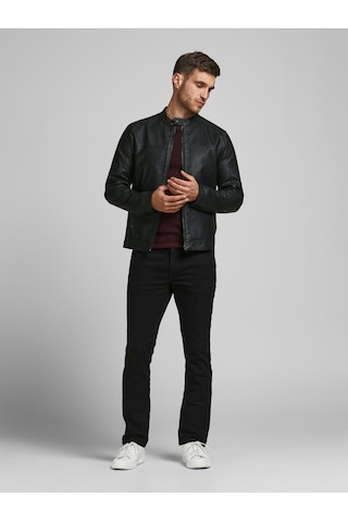 Jack&Jones Slim Fit Siyah Erkek PU Deri Ceket 12182461 Siyah