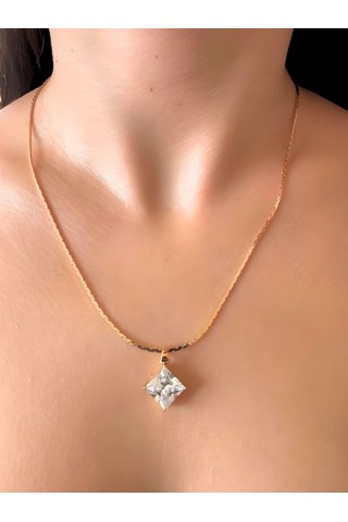 Shesra Vıp Seri Taşlı Gold Renk Kolye - Gold