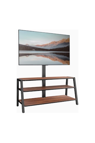Fitueyes Tv Dolabı 37 70", 35 Kg Taşıma, Ayarlanabilir Yükseklik, 3 Ahşap Raf Tv Ünitesi Siyah