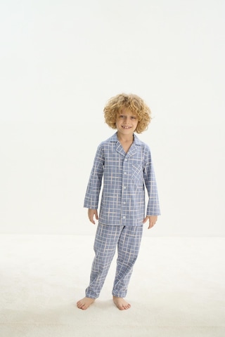 Sevim Erkek Çocuk Uzun Kol Önden Düğmeli Mavi Pijama Takım C8t4n7o8 001