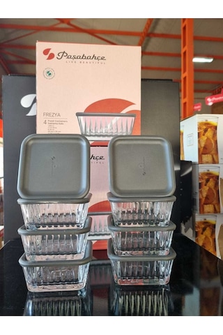 Paşabahçe 530236 - Frezya Gri Kapaklı 8'li Kase 225 Cc Şeffaf