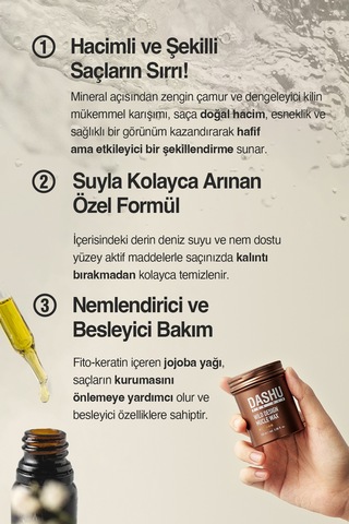 Güçlü, Kalıntı Bırakmayan, Çamur Ve Killi, Besleyici Dashu For Men Premium Wild Design Mucle Wax