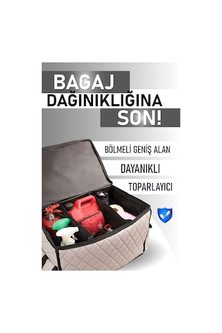 Toyota Corolla Yeni Deri Lüks Oto Araç Bagaj Toplayıcı Organizer Bagaj Çantası Gri Fs Gri