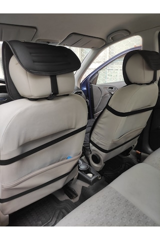 2,li Oto Koltuk Kılıfı Minder Alkantra Kumaş Siyah Renk Slikon Direksiyon Kılıfı