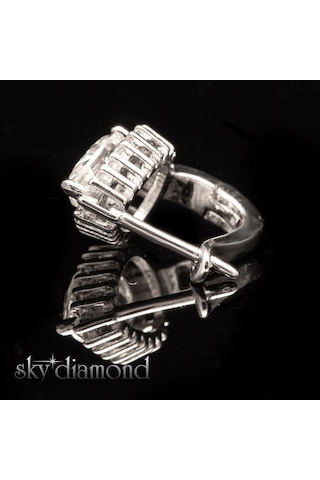 Sky Diamond Etrafı Pırıltılı Taşlarla Süslenmiş Damla Küpe Gümüş