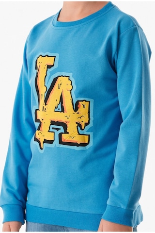 Erkek Çocuk La Yazı Desenli Mavi Renk Sweatshirt Mavi
