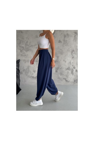 Gugus Kadın Modal Kumaş Şalvar Trend Model Paça Ve Bel Detaylı Rahat Kesim Eşofman Lacivert