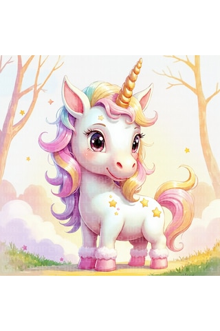 Büyülü Ormanda Unicorn Çocuk Odası Poster Duvar Kağıdı