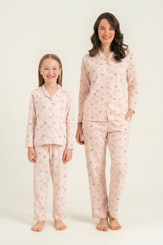 Rolypoly Anne Kız Hearts Pembe Gömlek Pijama Takımı Rp3903-a-v1 Rp3903-a-v1