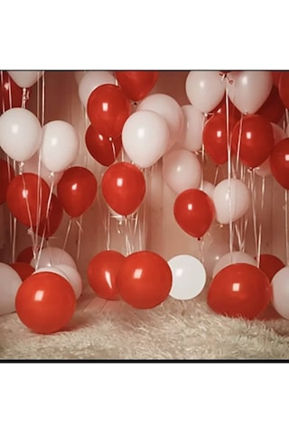 100 Adet Kırmızı-beyaz Balon Seti Ve Balon Balon Zinciri