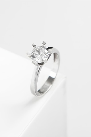 925 Ayar Gümüş Rodyumlu Tektaş Bayan Yüzük -7980