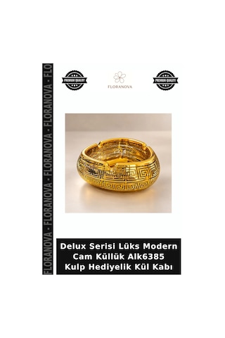 Delux Serisi Lüks Modern Cam Küllük Alk6385 Kulp Hediyelik Kül Kabı Şeffaf