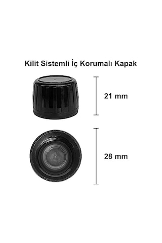 30 Ml Sızdırmaz Kapaklı Şeffaf Shot Şişesi 30 Cc Ginger Şat Beyaz Cam Şişe 20 Adet Kilitli Plastik Siyah Kapak