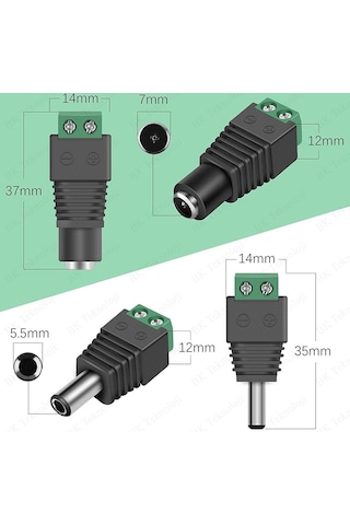 Dc Dişi+Erkek 5.5x2.1mm Klemensli Güç Konnektörü Seti