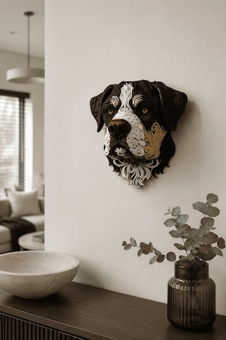 Dekoratif Köpek Başı Duvar Süsü Modern Tasarım Ev Ofis Salon Dekoru Hayvan Figürlü Hediyelik Biblo 22 X 21