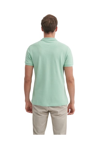 Cazador Erkek Polo Yaka Slim Fit Pike Düz Pamuklu Tişört SU YEŞİLİ