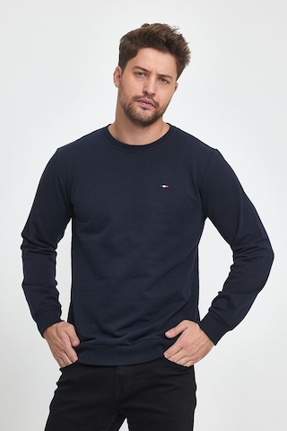 MMetalic Erkek Lacivert Bisiklet Yaka Nakış Detaylı Regular Fit Sweatshirt 001