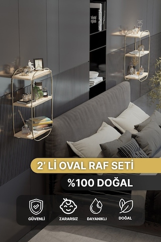 Duvar Raf 2li Set Duvar Rafı Oval Raf Yatak Odası Komodin 2li Berjer Set Ayaksız Duvar Raf