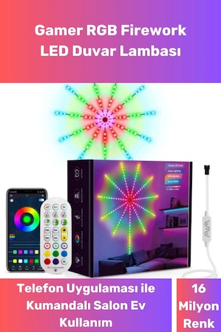 Led Duvar Lambası Telefon Uygulama Kumanda Akıllı Aydınlatma Salon Ev Yatak Odası Gamer Rgb Firework Diğer