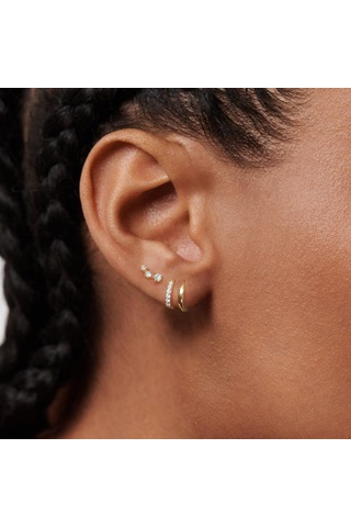 Kangvka Kadınlar İçin 14k Altın Kaplama Zirkon Taşlı 3 Çift Set: Dairesel Ve Taca Stilleriyle Çeşitli Renk Seçenekleri Gold