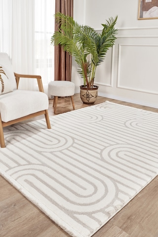 Kaşmir Halı 7/24 Plushy Runa Cream 200x290 Gri