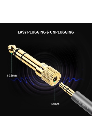 Ugreen Stereo 6.35Mm Erkek Jack 3.5Mm Dişi Jack Çivi Gitar Çeviri