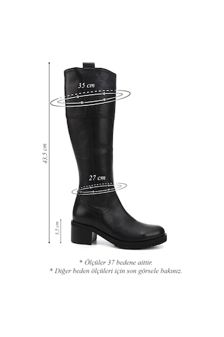 Gönderi R Kadın Siyah Fermuarlı Kalın Topuklu Hakiki Deri Çizme Dkzc61363591 Siyah