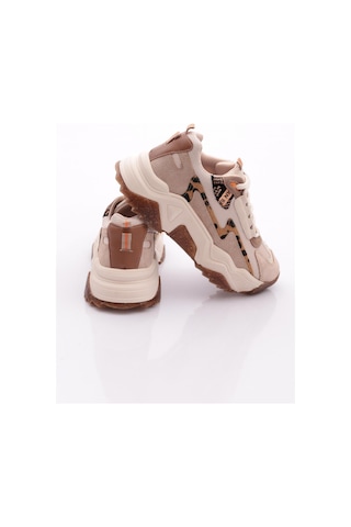 Dgn 65135 Kadin Kalin Taban Spor Ayakkabi Bej Rose Leopar