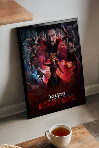 Doctor Strange Siyah Ahşap Çerçeveli Poster, Dekoratif Dizi Duvar Tablosu