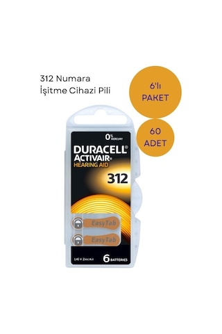 312 Numara İşitme Cihazi Pili - 60 Adet - Kulaklık Pili