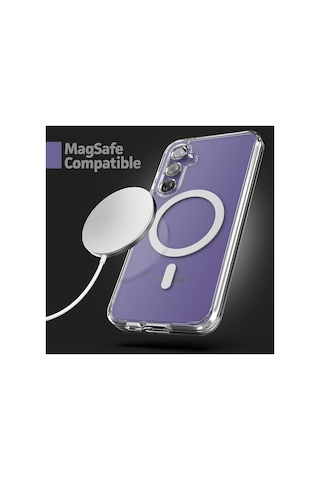 Galaxy S23 Fe Uyumlu Kılıf Magsafe Wireles Şarj Destekli Clear Şeffaf Sararmaz Premium Renksiz Case Resimde Görünen