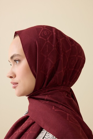 İmannooor İman I Kafes Bordo Tencel Pamuk İpek Şal 70x200
