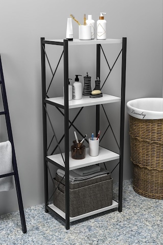 Morpanya Noraca Banyo Düzenleyici Banyo Dolabı Çok Amaçlı Dolap 4 Katlı Metal Mutfak Düzenleyici Beyaz