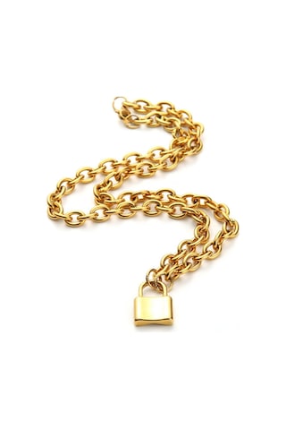 Chavin 50 Cm. Aşkın Kilidi Gold Çelik Bayan Zincir Kolye Ec81Sr Altın