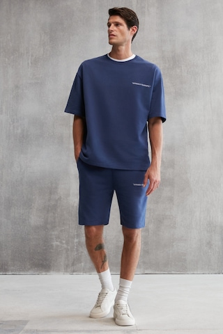 Colombıa  Erkek 2'li Set Comfort Fit Rahat Kalıp Yazı Nakışlı Şardonsuz Lacivert Eşofman Takımı