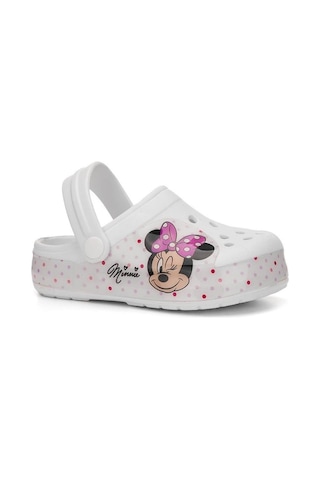 Minnie Mouse Baskılı Kız Çocuk Kaymaz Taban Terlik Havuz Plaj Sandaleti Beyaz