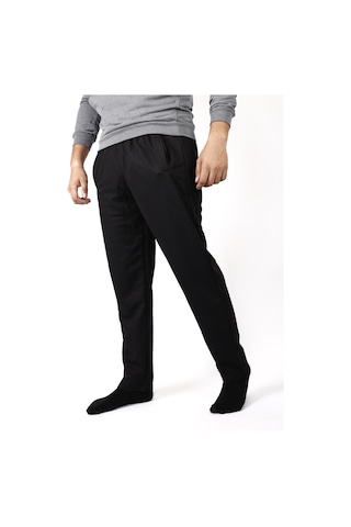 Erkek Siyah Düz Paça Yumuşak Petek Kumaş Rahat Eşofman Altı 22eesah566 001
