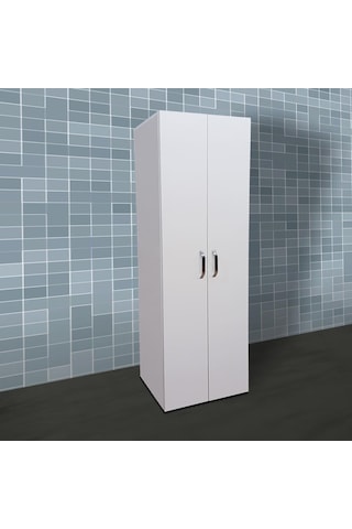 Çok Amaçlı Banyo Dolabı 5 Raflı Dolap 2 Kapaklı Düzenleyici Dolap Tlpd01S Beyaz