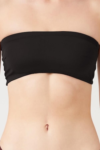 Siyah Straplez Crop Top Büstiyer Siyah