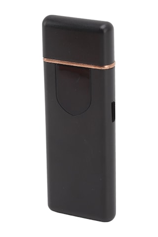 Konesam Siyah Doku Sensörlü Çift Taraflı Alevli Usb Şarjlı Elektrikli Çakmak, Dahili Li-poly Batarya Ve Pil Göstergesi İle Rüzgar Dayanıklı