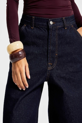 it's basic Kadın İndigo Renk 7w5-50 Skater Fit %100 Koton Bol Kesim İç Boy 80cm Denim Jean